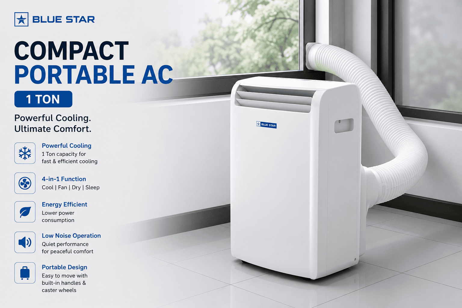 Blue Star 1 Ton Smart Portable Portable AC for rent